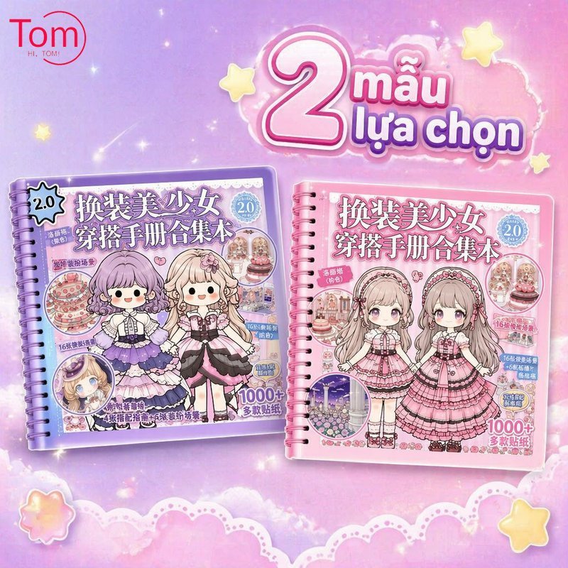 Sổ Sticker Thay Đồ Bé Gái 1000 Hình Sách Phối Đồ Công Chúa Lolita Tạo Bối Cảnh
