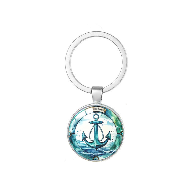 Retro Marine Crew Sailing Neo La bàn Tàu cướp biển Bảng điều khiển Móc chìa khóa Mặt dây chuyền