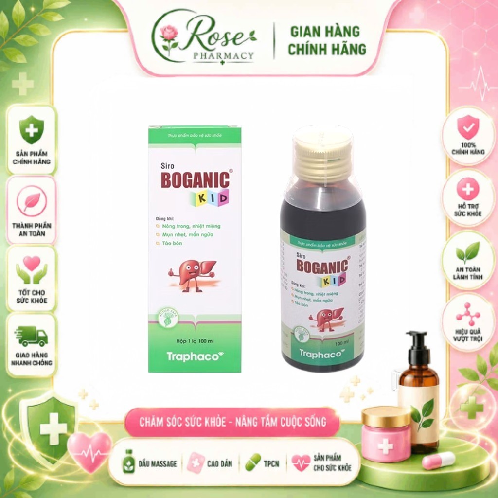 [COMBO 3 CHAI] SIRO BOGANIC KID THANH NHIỆT 100ML – HỖ TRỢ GIẢM TÁO BÓN CHO TRẺ