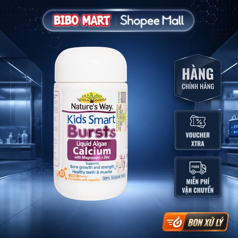 Canxi Nature's Way Kids Smart Bursts Tảo Biển Hỗ Trợ Xương Răng 30 Viên Nhai - Bibo Mart