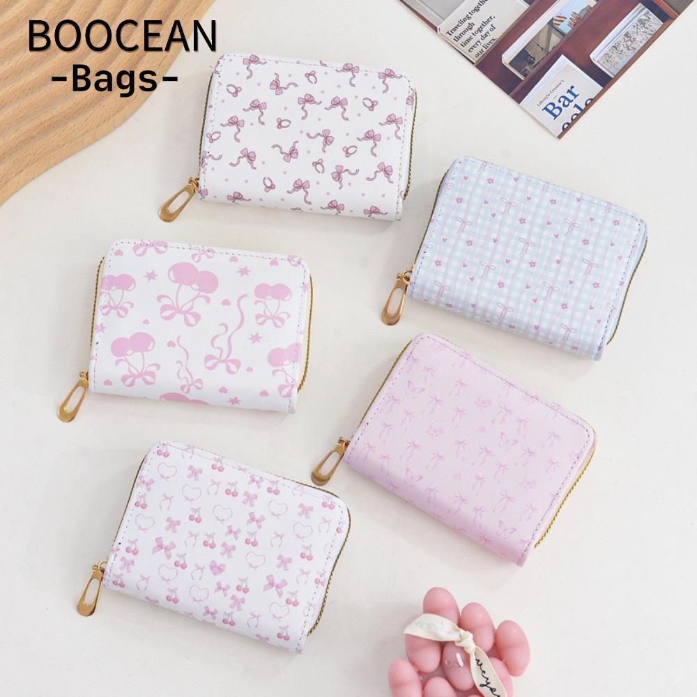 Ví đựng tiền xu BOOCEAN, Ví da PU nơ, Ví nữ chống nước di động dành cho học sinh