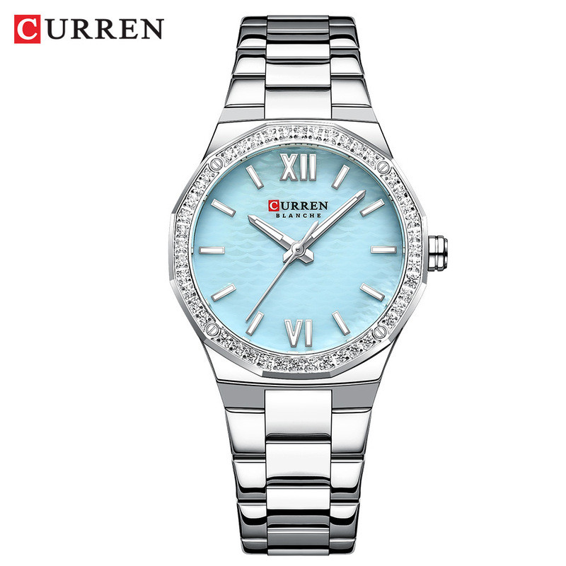 Hàng sẵn có Vận chuyển nhanh CURREN / Karien 9103 Đồng hồ La Mã mặt số nhỏ Kim cương giả Đồng hồ nữ 