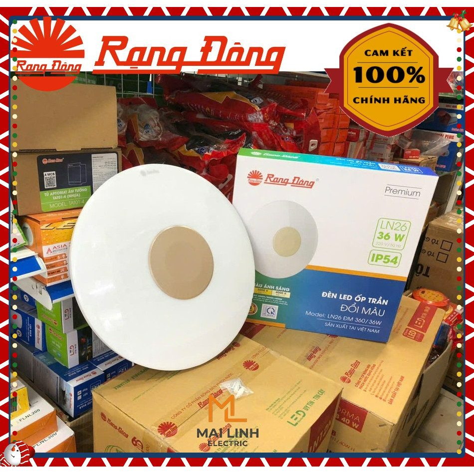 Đèn Led ốp nổi Tròn (Trang Trí) 36W Rạng Đông - Đường kính 360mm - Ánh sáng đổi 3 màu - Hàng chính h