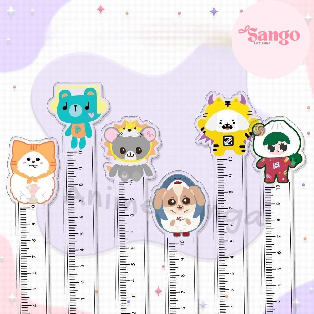 Thước kẻ OTP Thước kẻ  linh vật mỏ hỗn OTP chất liệu acrylic trong suốt 10cm- Sango