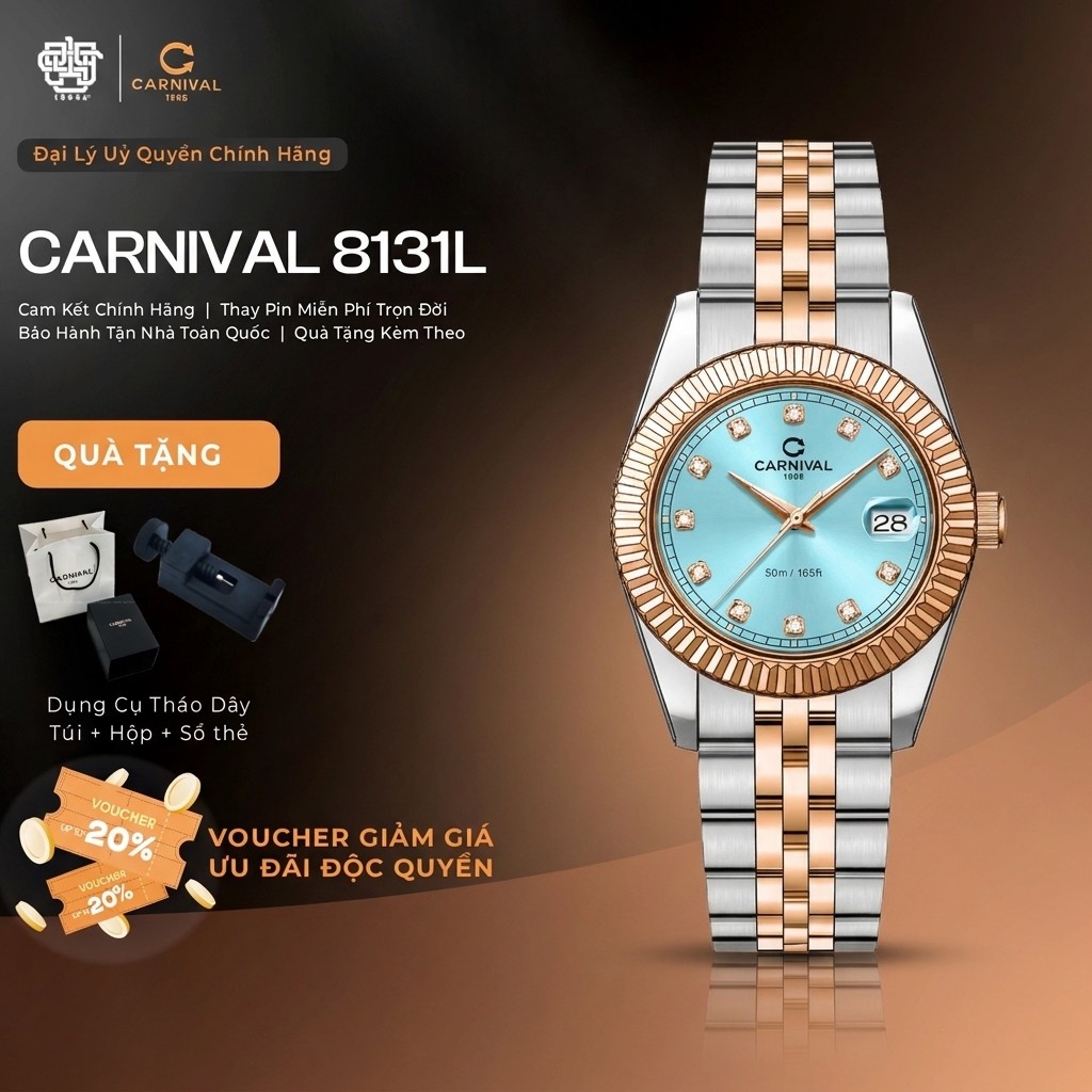 Đồng Hồ Carnival Nữ 8131L-CH-XT Hàng Chính Hãng 1994s WATCH