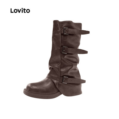 Lovito Kỳ nghỉ Giày boot nữ Retro phong cách LFA100056