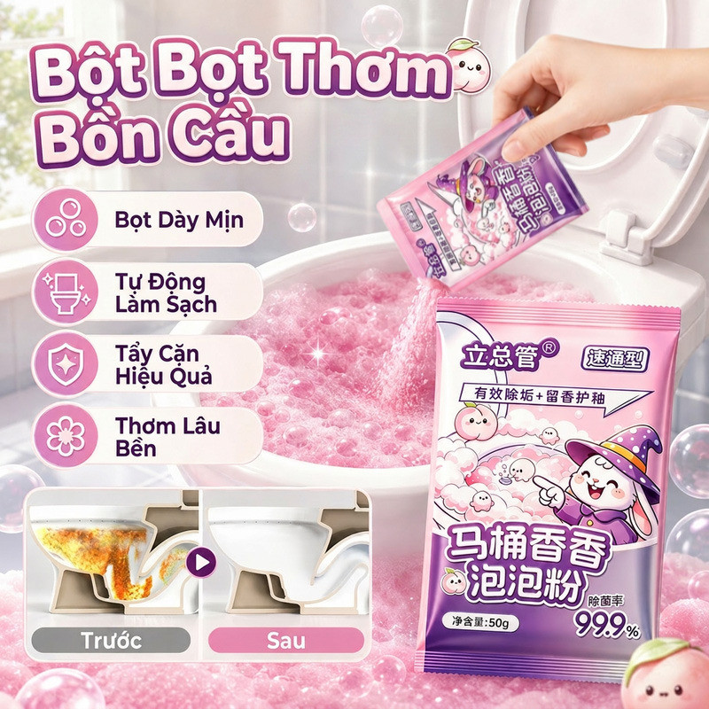 【Hương Thơm Dễ Chịu】Toilet Cleaning Powder Foam Cleaner Bubble Powder Toilet Bowl Cleaner Deodorizer