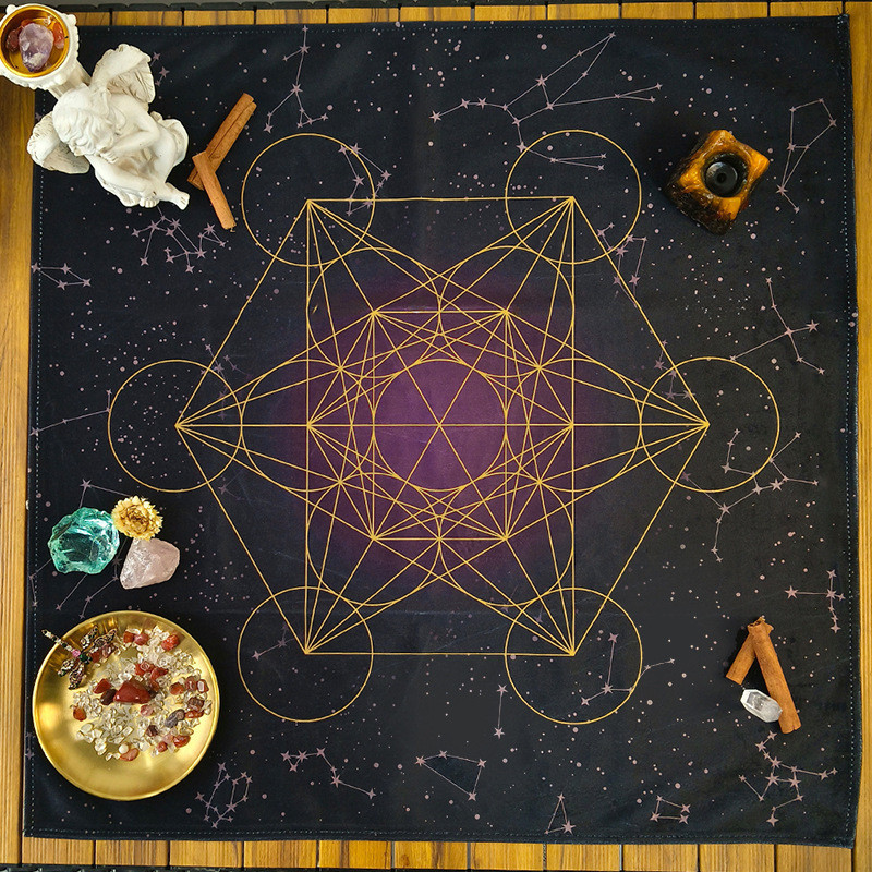 Mới Metatrone 'S Cub Crystal Grid Metatrone 'S Cub Crystal Grid Metatrone Crystal Grid Khăn trải bàn