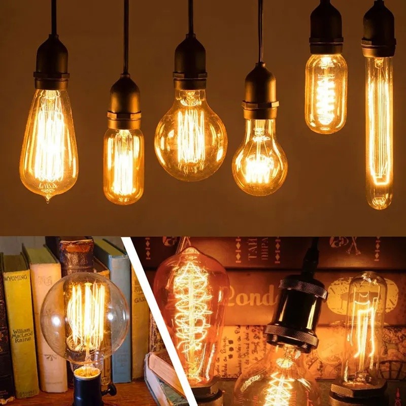 Bóng Đèn Reteo Edison 220V LOVE BT53 ST64 G80 G95 G125 40W 60W Vintage Dây Tóc Bóng Đèn Edison Đèn G