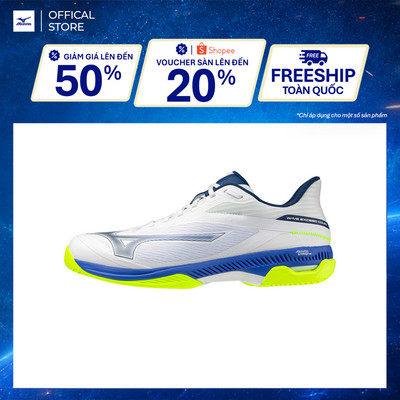 Giày Tennis NAM WAVE EXCEED COURT AC - Trắng Xanh - 61GA251820