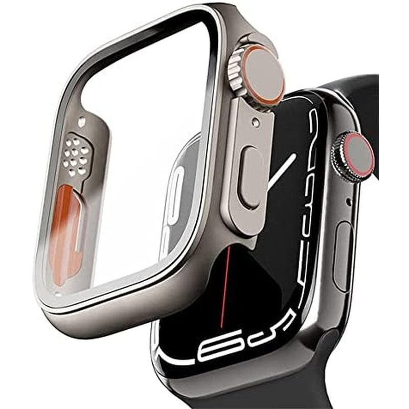VeveXiao Tương thích với Apple Watch Series 8 7 45mm Bảo vệ màn hình Thay đổi thành Ultra, Vỏ PC Kín