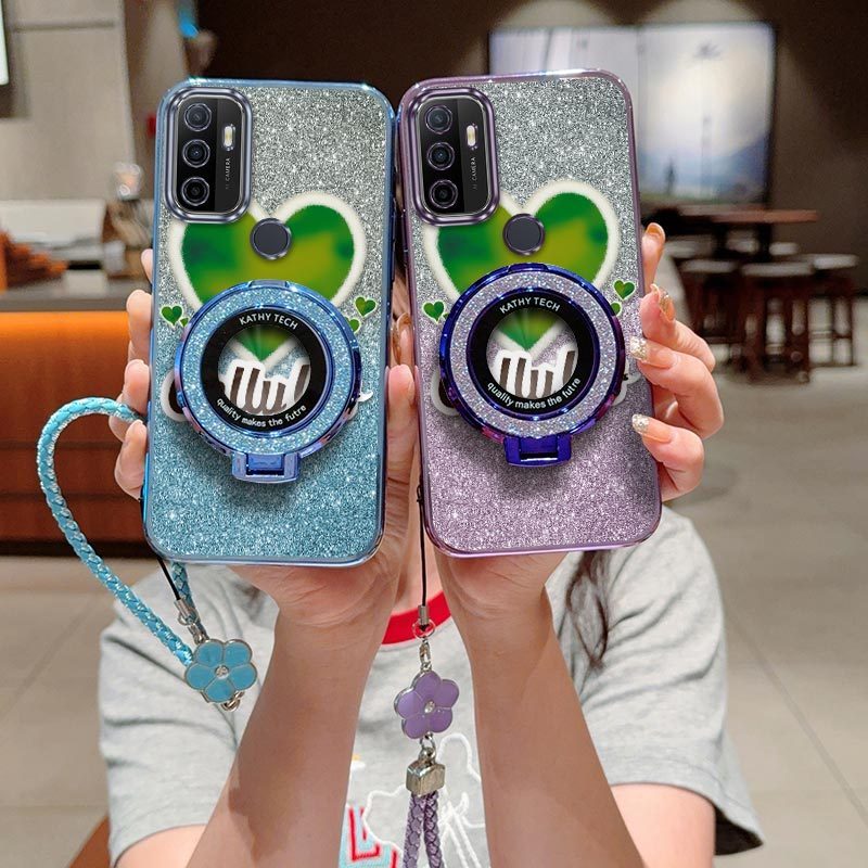 Dành cho OPPO A53s / A53s / A54 / A54s / A57 / A57E / A57S / A53 Vỏ điện thoại hình trái tim xanh và