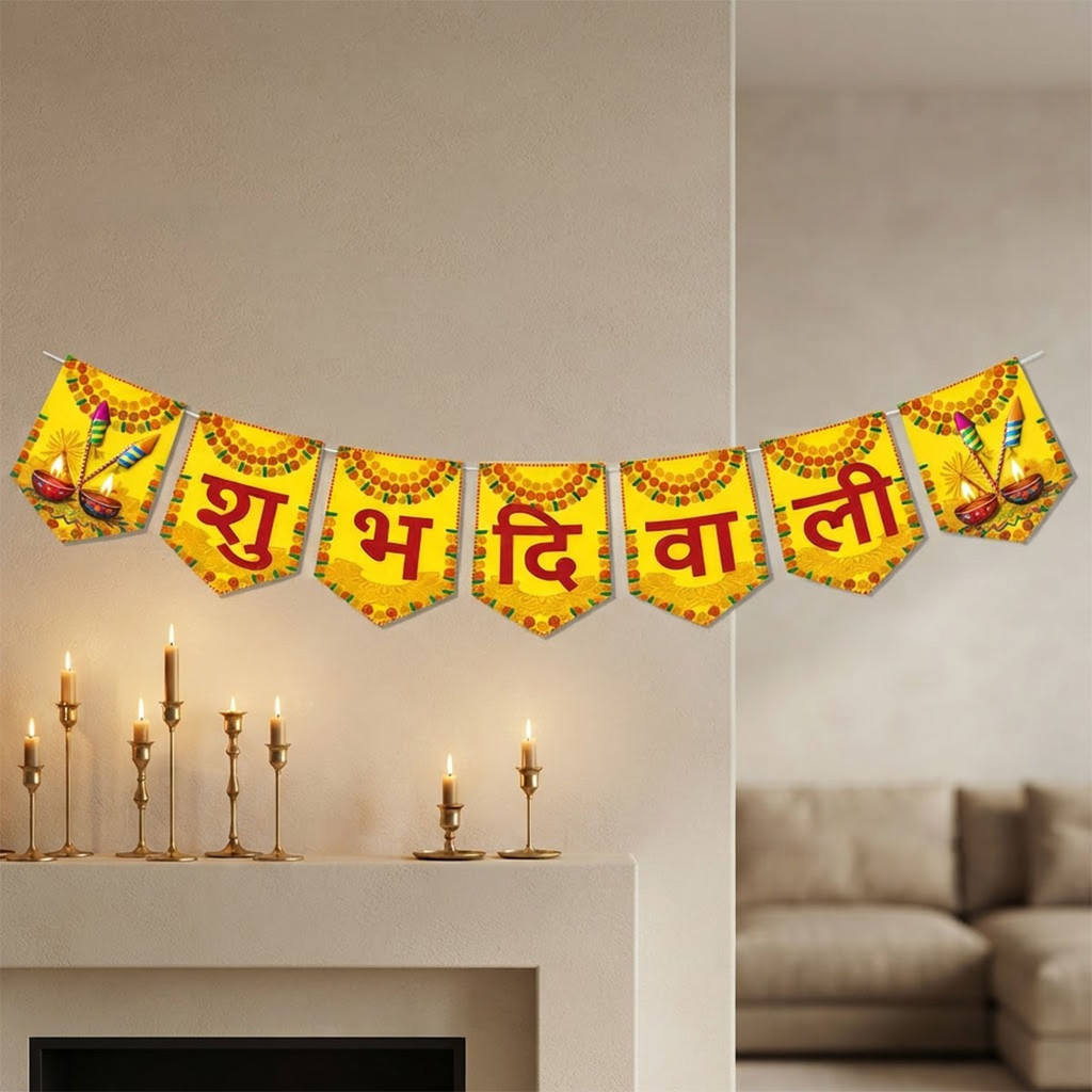 Mới Diwali Trang Trí Tiệc Tiếp Liệu Happy Diwali Bunting Biểu Ngữ Lễ Hội Nền Treo Trang Trí Cho Lễ K