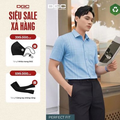 Sơ mi ngắn tay DGC dáng ôm Perfect Fit vạt bằng, Vải tre mềm mại thoáng mát - SASNBF129M
