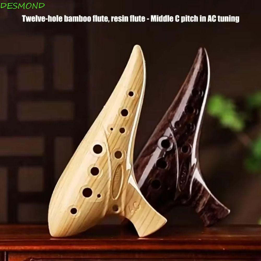 DESMOND 12 Lỗ Ocarina, Alto C Tone Nhạc Cụ Ocarina Chất Lượng Chuyên Nghiệp, Kích Thước Nhỏ Di Động 