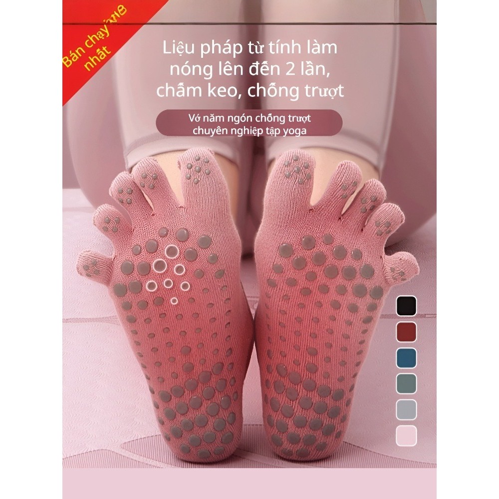 [Non-Slip Grip] Breathable and Stretchy Toe Separator Yoga Socks Non-Slip Pilates Toe Socks for Wome