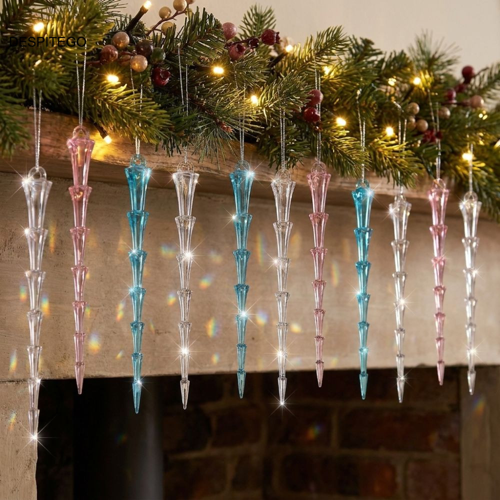 DESPITEGO 12 Chiếc Trang Trí Cây Giáng Sinh Icicle, Đồ Trang Trí Giáng Sinh Acrylic Icicle Chống Vỡ 