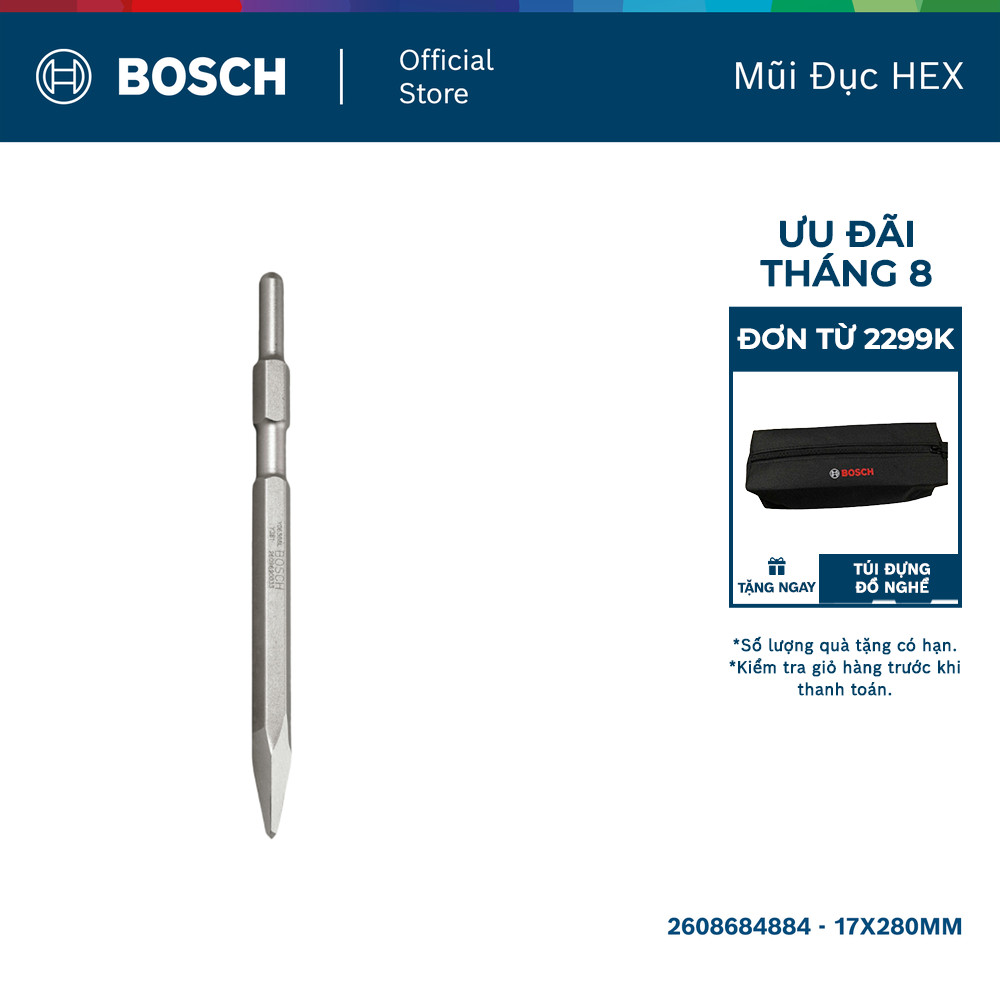 Mũi đục nhọn Bosch HEX 17x280mm