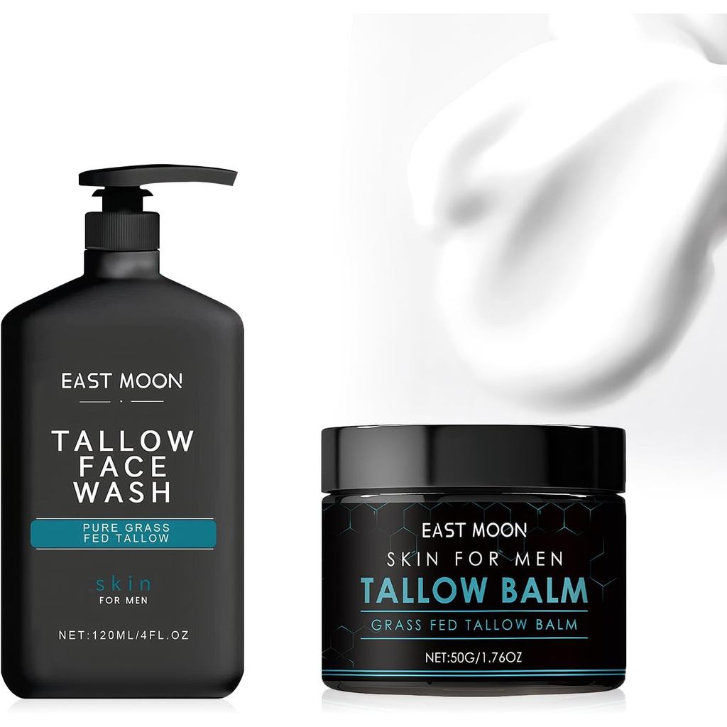 50 g Men's Face Cream +120 g Face Cleansing Milk for Men - Anti-Wrinkle Sebum Balm for Men, Anti-Agi