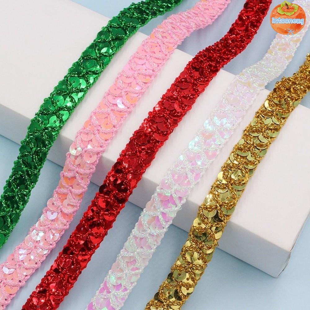 INTOO Sequin Trim Ribbon, Băng ren sequin rộng 1,5cm kim loại, Chiều dài đa năng 10 mét Kết cấu lấp 