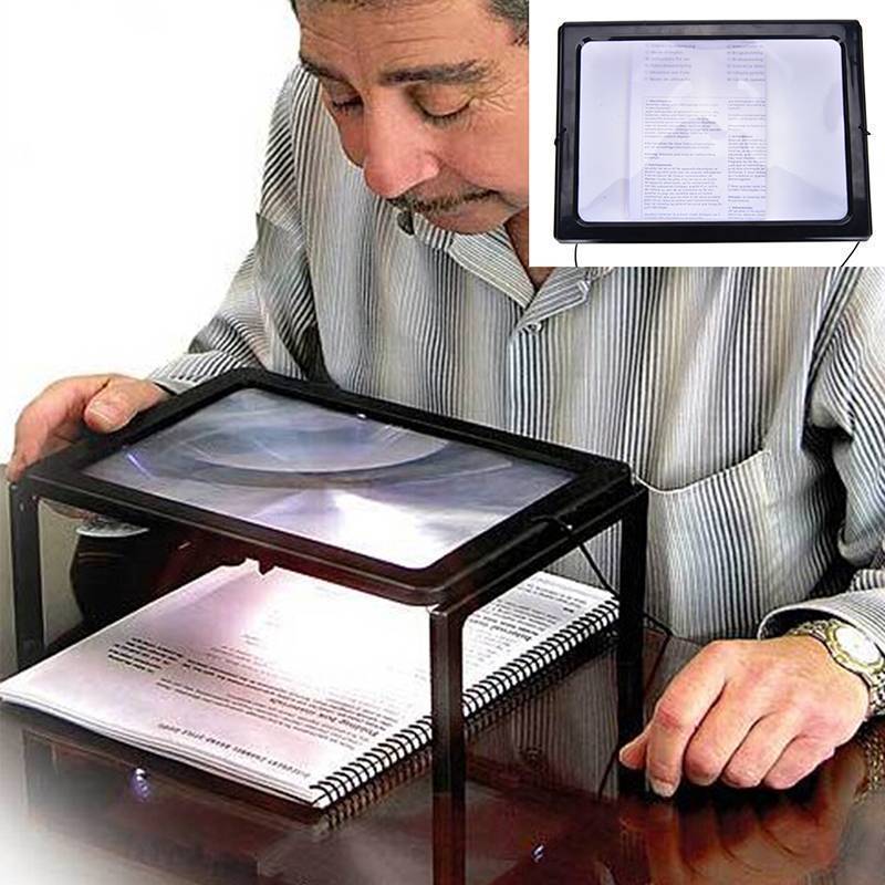 TRTOP Large A4 Page Hands Free 3x Kính lúp có đèn LED đọc sách, VN