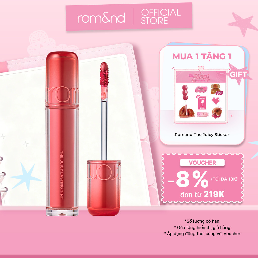 [Rom&nd x KOL] Son Tint lì cho môi căng mọng ROMAND THE JUICY LASTING TINT