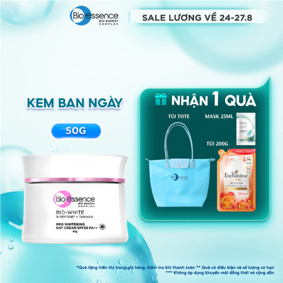 Kem Dưỡng Trắng Sáng Da Ban Ngày Bio-essence Bio-White Pro SPF20 PA++ Day Cream chiết xuất Tanaka&Camellia 50g