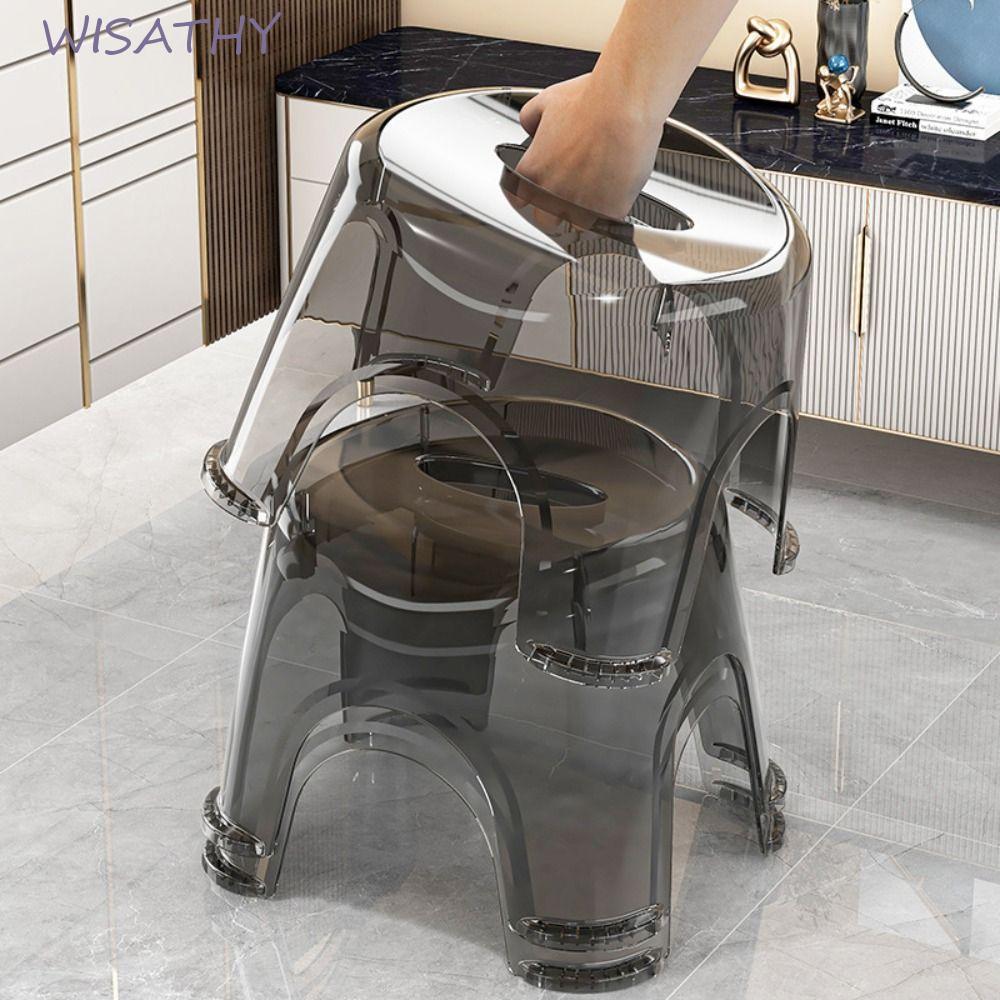 ELMER1 Ghế đẩu thấp nhỏ, Ghế đẩu tắm trong suốt vuông, Ghế đẩu thay giày chịu lực chống trượt đơn gi