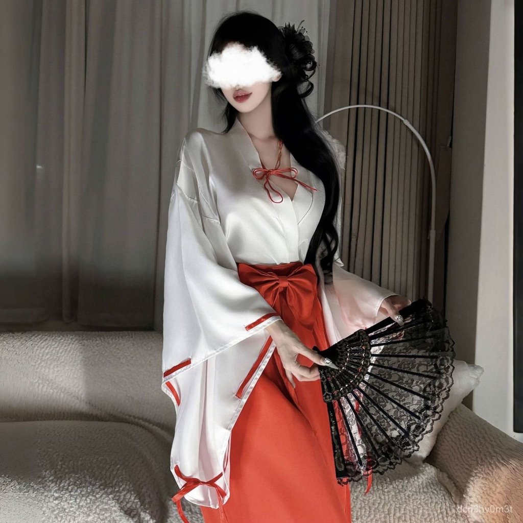 Trang phục cosplay Kikyo vu nữ Nhật Bản trang phục diễn anime truyền thống trọn bộ bền đẹp