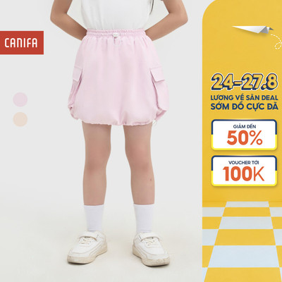 Chân váy bé gái CANIFA cạp chun có lót quần túi hộp hai bên 1KS25C003