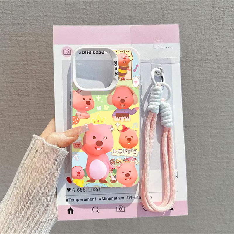 Ốp Lưng iPhone họa tiết Loppy hồng thời trang Siêu Chống Sốc Cho Iphone 17ProMax,15ProMax,12ProMax,X