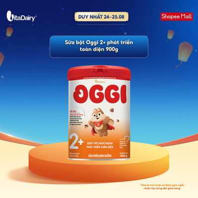 Sữa bột Oggi 2+ phát triển toàn diện - Hỗ trợ bé tăng cân, tăng cường miễn dịch, phát triển toàn diện - Lon 900g