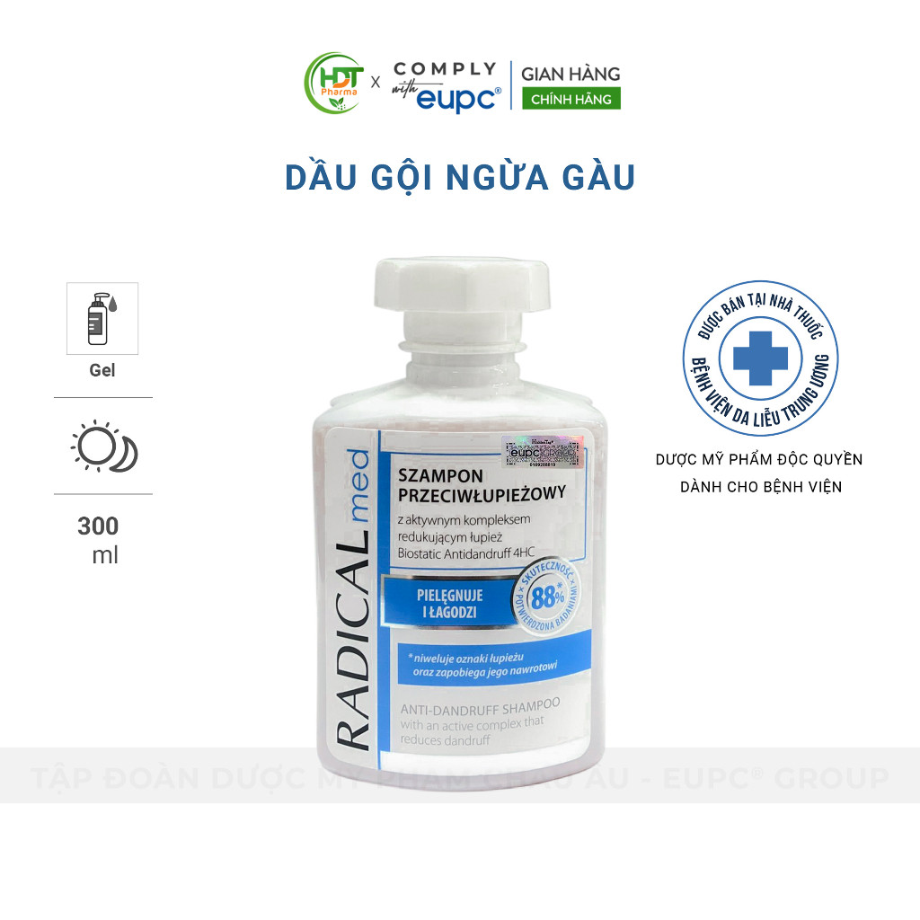 Dầu Gội Giảm Gàu Radical Med 300ml Dưỡng Ẩm Chăm Sóc Tóc Chắc Khỏe EUPC STORE