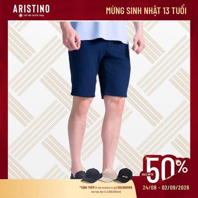 Quần Short Âu Kẻ Nam Aristino Regular Fit ASO054AS4