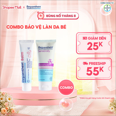 Combo Bảo Vệ Làn Da Bé: Kem Chống Hăm Bepanthen Balm 30G + Kem Dưỡng Ẩm Hằng Ngày Bepanthen Sensidaily Tuýp 200G