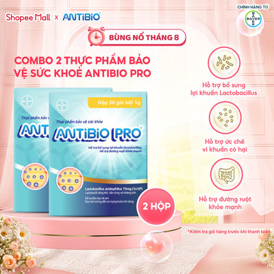 Combo 2 hộp Thực Phẩm Bảo Vệ Sức Khỏe ANTIBIO PRO Hỗ Trợ Bổ Sung Lợi Khuẩn, Cân Bằng Hệ Vi Sinh Hộp 20 Gói x 1g