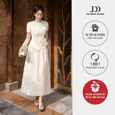 Set Áo Dáng Ôm Thân Bổ 2R02.2603, Chân Váy Dài Nhún Eo 4R01.2603. Set Đồ Nữ Thanh Lịch, Outfit Resort Thiết Kế Bởi JM