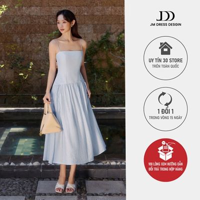 Đầm Resort 2 Dây Chân Nhún Rút Dây 1R01.2603. Đầm Maxi Midi Nữ Nàng Thơ, Đi Biển, Dạo Phố Thanh Lịch Có Choàng Voan JM