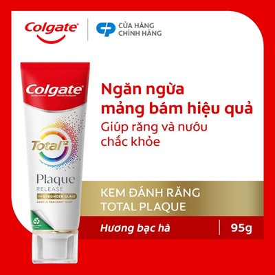 Kem đánh răng Colgate Total Plaque Release 95g/tuýp giúp khỏe nướu, ngăn mảng bám hiệu quả gấp 3 lần