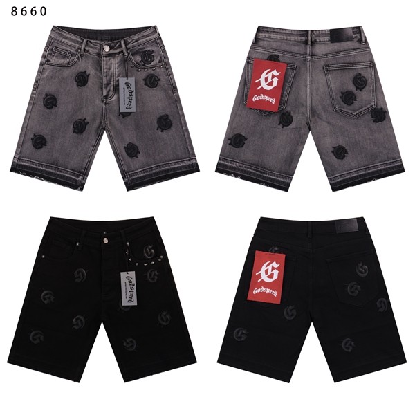 Ngoại Thương Godspeed Godspeed Thêu LOGO Mỹ Đường Phố Cao Cấp Rửa Đau Khổ Nam Nữ Mùa Hè Denim Crop Q