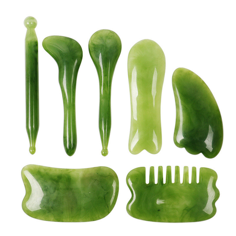 Bộ Bảy Mảnh Gua Sha Massage Ban Mặt Đầu Trị Liệu Lược Gua Sha Stick Sân Kinh Nguyệt Kéo Dính Vai Cổ 