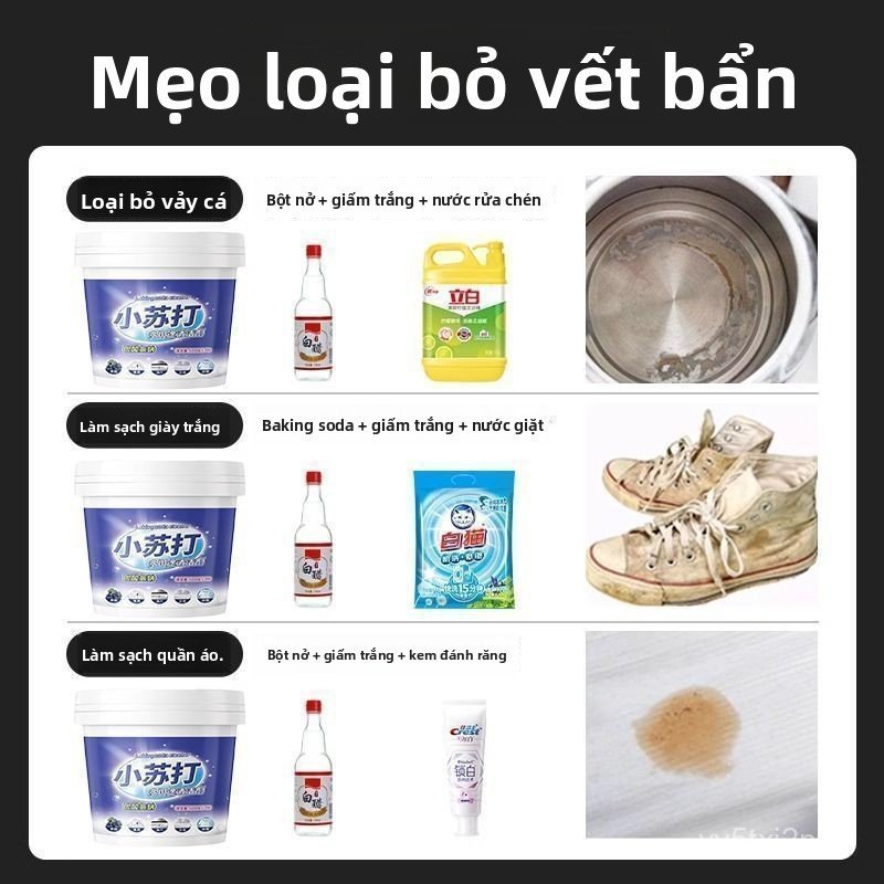 Bột baking soda đa năng làm sạch quần áo giày dép, tẩy dầu mỡ nhà bếp, hiệu quả