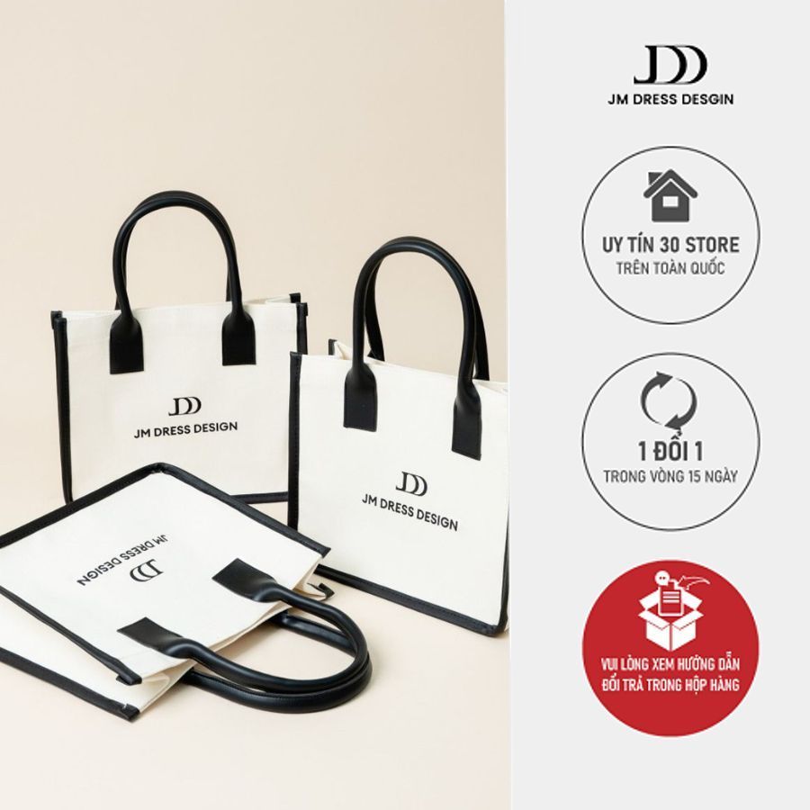 Túi Canvas JM Dress Design Quai Da Cao Cấp QT06.2502. Túi Tote Nữ Thời Trang Đi Làm, Đi Chơi By JM D