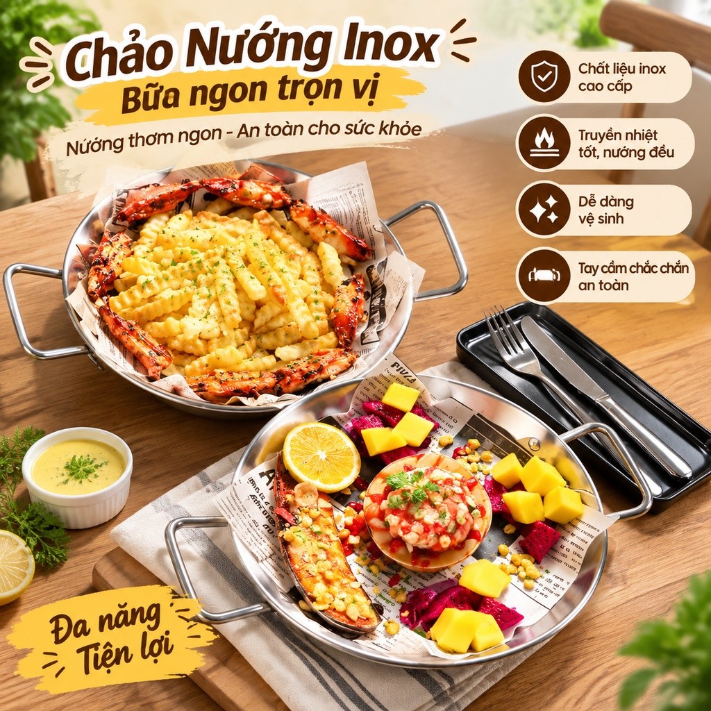 Paella Thép không gỉ Tây Ban Nha Hải sản Paella Pot Bubei Pan Risotto Pasta Đĩa gà chiên Đĩa tôm hùm
