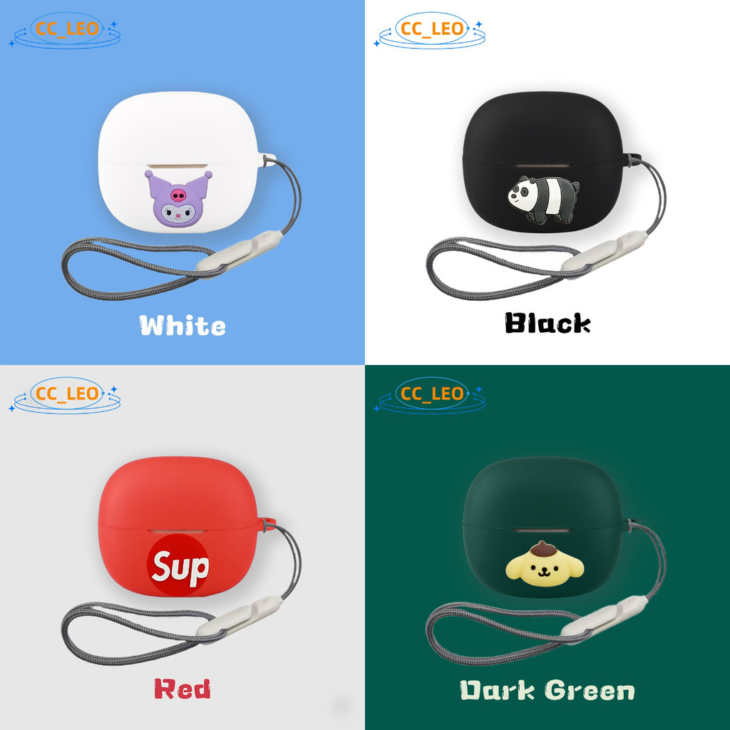 Suitable for Realme Buds Clip Case Cartoon Panda Cute Frog Silicone Soft Case with Lanyard Shockproo