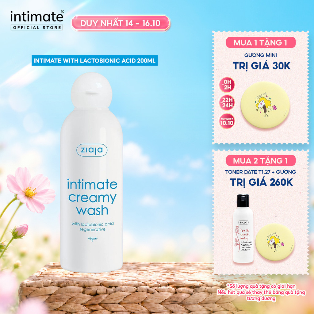 Dung Dịch Vệ Sinh Phụ Nữ Ziaja Intimate With Lactobionic Acid ZIAJA Giúp Khử Mùi, Dưỡng Ẩm, Tăng Đàn Hồi Cho Da 200ml