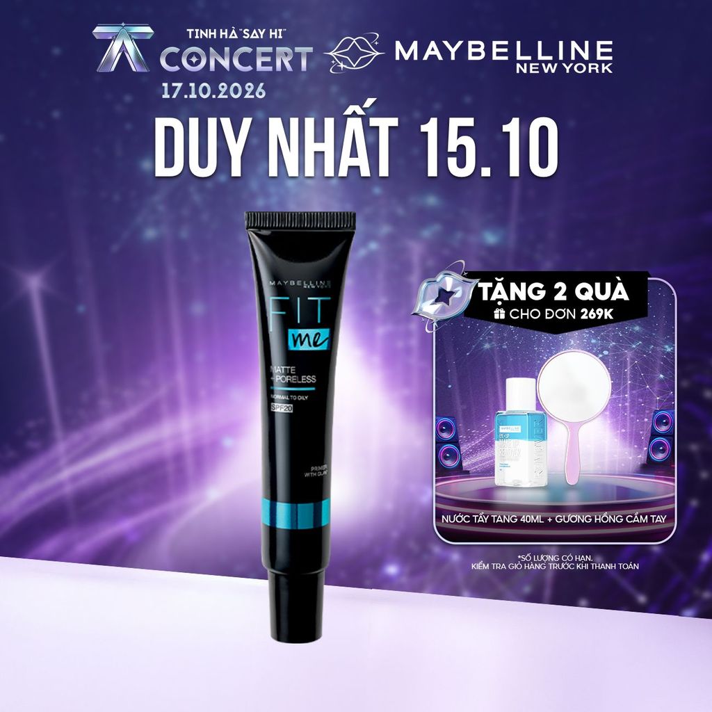 Kem Lót Kiềm Dầu Ngăn Xuống Tông SPF 20 Fit Me Primer Matte+Poreless Maybelline New York 30ml