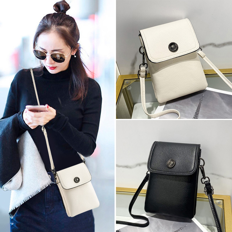 hapas túi xách cho mẹ Túi điện thoại mini da mềm nhiều lớp dễ phối nhẹ