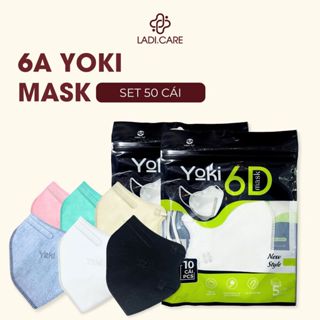  SET 50Cái  Khẩu trang 6D YOKI Mask Khẩu trang y tế 2.5PM kháng khuẩn 5 Lớp Dày chính hãng công ty 