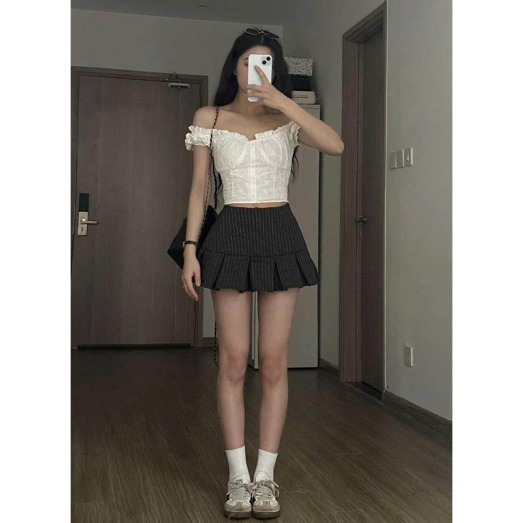 Chân Váy Kẻ Hack Dáng Form Xoè BIGSIZE Có Quần Bảo Hộ Đồng Chất Tuypsy 2 Lớp TA-035 | BigBuy360 - bigbuy360.vn